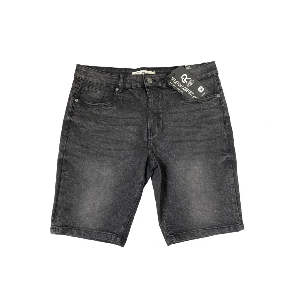 Refinery Republic Mens Black Denim Shorts Size 34 Faded 90s Grunge Skater NWT